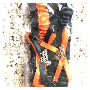 Orange and black Harley Davidson garters